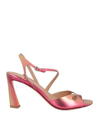 Santoni Woman Sandals Bronze Size 8 Textile Fibers In Yellow