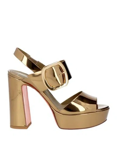 Santoni Woman Sandals Bronze Size 8 Textile Fibers In Gold