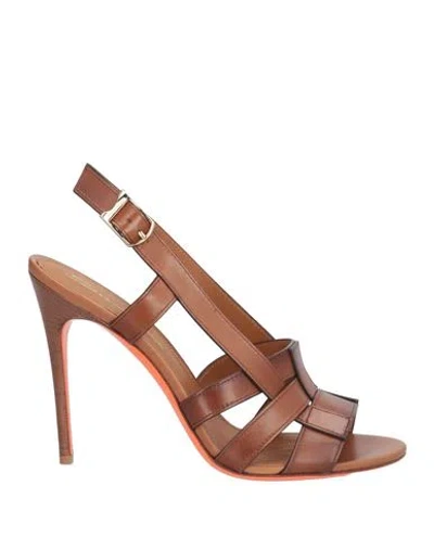 Santoni Woman Sandals Brown Size 7 Leather