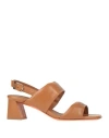Santoni Woman Sandals Camel Size 8 Leather In Beige