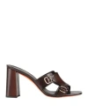 Santoni Woman Sandals Dark Brown Size 7.5 Leather In Brown