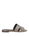 Santoni Woman Sandals Dark Brown Size 8 Leather In Brown