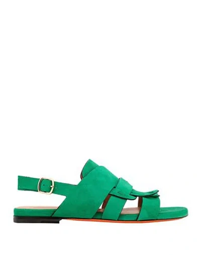 Santoni Woman Sandals Emerald Green Size 5 Soft Leather
