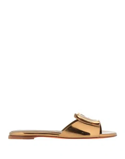 Santoni Woman Sandals Gold Size 7.5 Textile Fibers