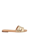 Santoni Metallic Block Heel Sandals With Buckle Detail In Gold