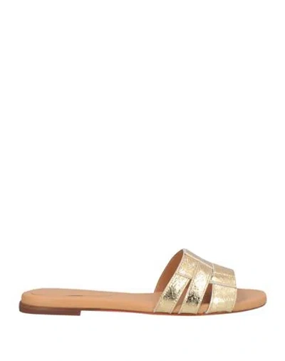 Santoni Open-toe Flat Slides In Gold