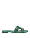 Santoni Double-buckle Leather Slides In Green