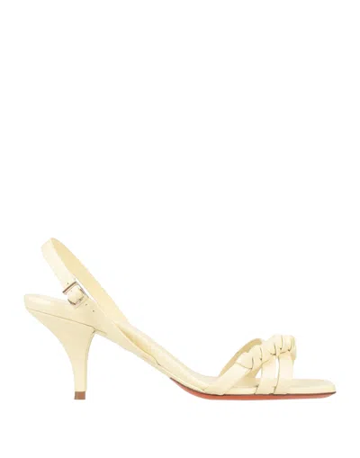 Santoni Woman Sandals Ivory Size 6.5 Soft Leather In White