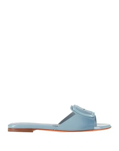 SANTONI SANTONI WOMAN SANDALS LIGHT BLUE SIZE 7.5 LEATHER