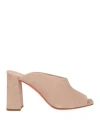 Santoni Woman Sandals Light Brown Size 10 Soft Leather In Beige