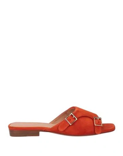 Santoni Woman Sandals Orange Size 5.5 Leather