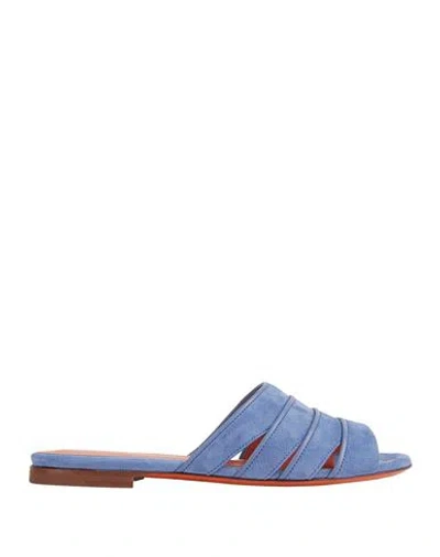Santoni Woman Sandals Pastel Blue Size 8 Leather