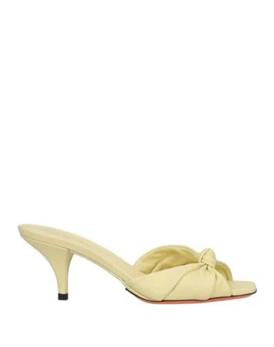 Santoni Woman Sandals Pastel Yellow Size 7 Leather