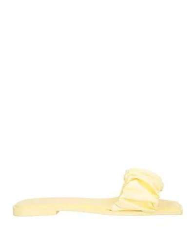 Santoni Woman Sandals Light Yellow Size 11 Soft Leather