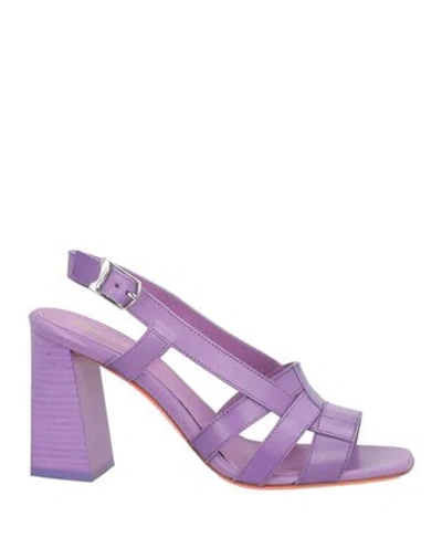 Santoni Woman Sandals Purple Size 8 Leather