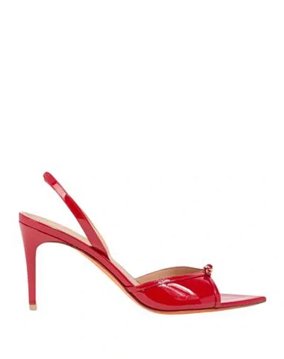 Santoni Woman Sandals Red Size 6.5 Leather In Animal Print