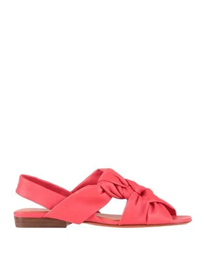 Santoni Woman Sandals Red Size 7 Leather