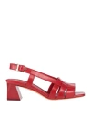 Santoni Women's Red Leather Mid-heel Beyond Sandal In Red