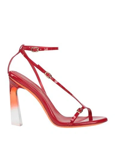 Santoni Woman Sandals Red Size 7.5 Leather