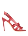 Santoni Woman Sandals Red Size 8 Leather In Red