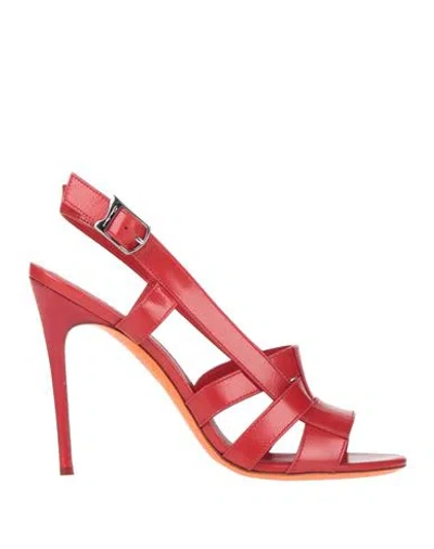 Santoni Woman Sandals Red Size 8 Leather