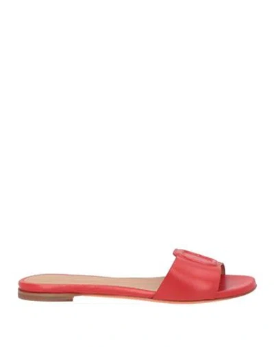 Santoni Woman Sandals Red Size 8.5 Leather