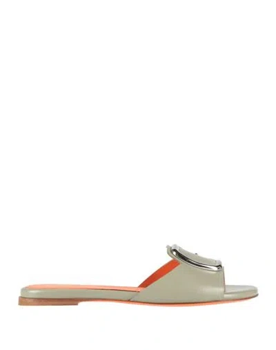 Santoni Woman Sandals Sage Green Size 8 Leather