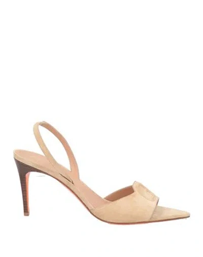 Santoni Woman Sandals Sand Size 7.5 Leather In Brown