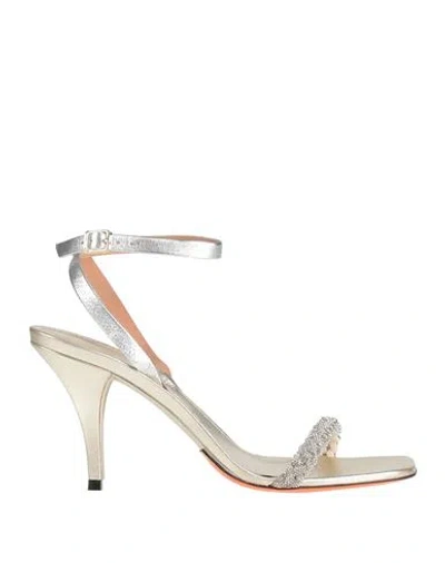 Santoni Woman Sandals Silver Size 7 Leather In Multi