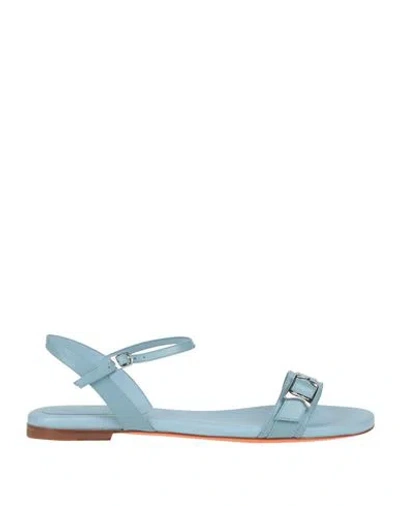 Santoni Woman Sandals Sky Blue Size 8 Leather