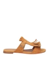 Santoni Woman Sandals Tan Size 8 Leather In Brown
