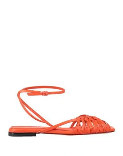 Santoni Woman Sandals Tomato Red Size 8.5 Soft Leather