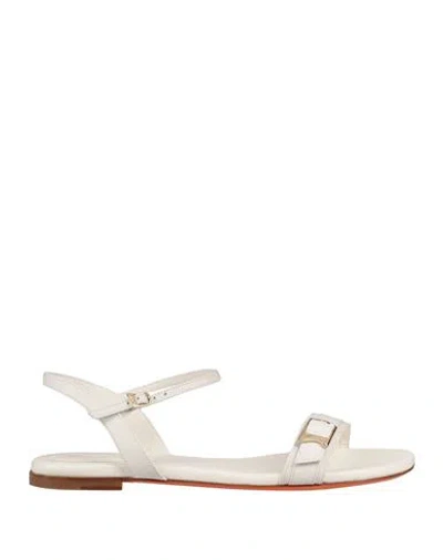 Santoni Woman Sandals White Size 8 Leather