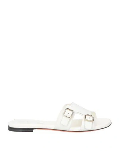 Santoni Woman Sandals White Size 8 Leather