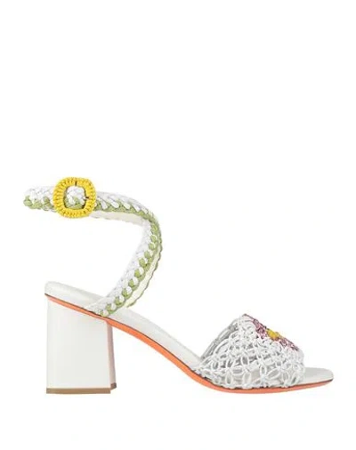 Santoni Woman Sandals White Size 8 Leather
