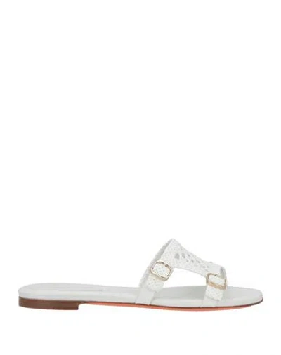 Santoni Woman Sandals White Size 8 Leather
