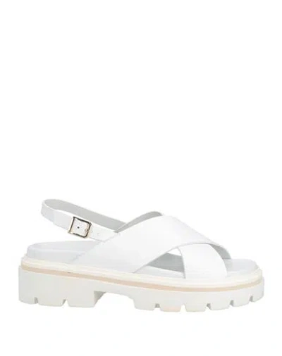 Santoni Woman Sandals White Size 8.5 Soft Leather