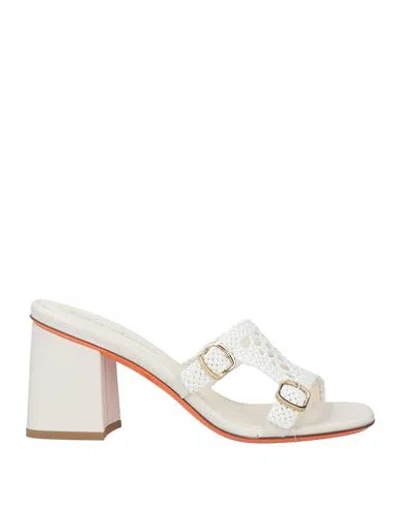 Santoni Woman Sandals White Size 9 Leather