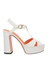 Santoni Woman Sandals White Size 9.5 Leather