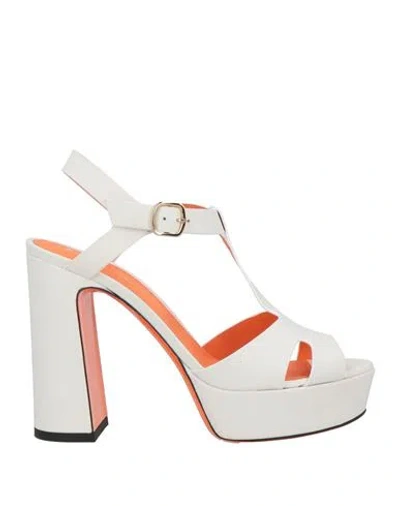 Santoni Woman Sandals White Size 9.5 Leather
