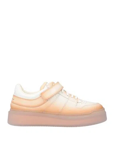 Santoni Woman Sneakers Apricot Size 5 Leather In Orange