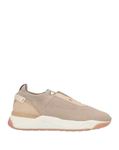 Santoni Woman Sneakers Beige Size 6 Leather, Textile Fibers