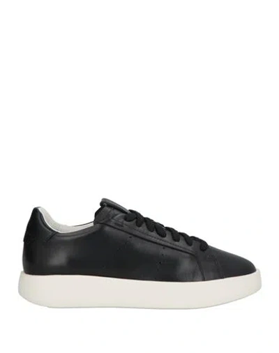 Santoni Logo-print Leather Sneakers In Black