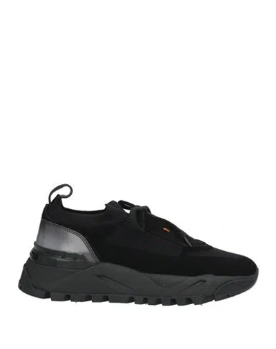 Santoni Woman Sneakers Black Size 8 Leather, Textile Fibers