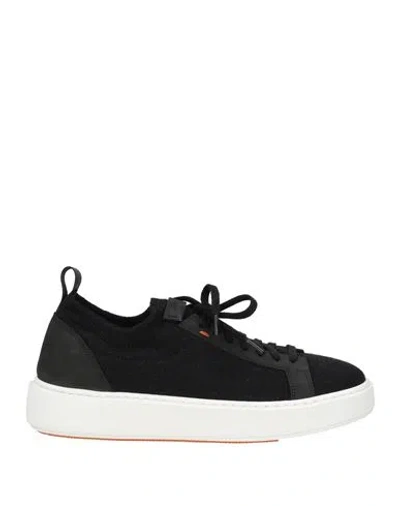 Santoni Woman Sneakers Black Size 8 Textile Fibers, Leather