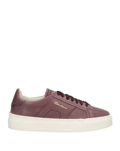 Santoni Woman Sneakers Camel Size 7 Leather In Purple