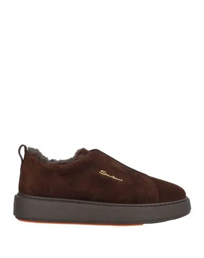 Santoni Woman Sneakers Chocolate Brown Size 8 Leather