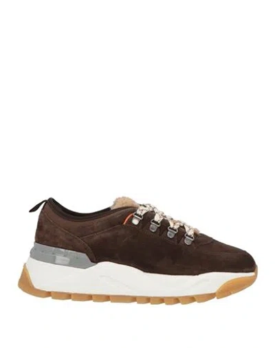 Santoni Woman Sneakers Chocolate Brown Size 8 Leather