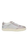 Santoni Woman Sneakers Taupe Size 10 Leather, Textile Fibers In Grey