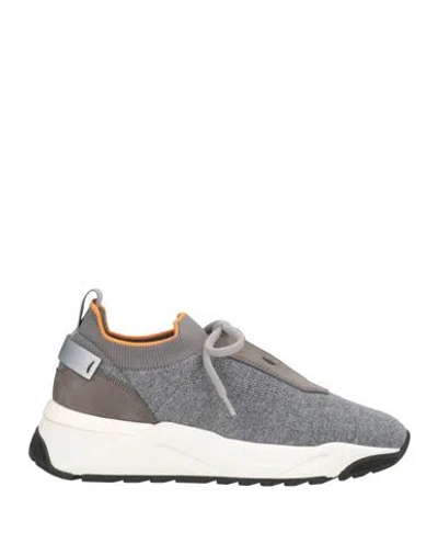Santoni Woman Sneakers Grey Size 5.5 Textile Fibers, Leather In Gray